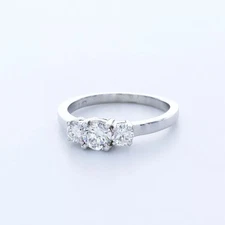3-Stone Engagement Ring 14K Gold Classic 1.30 CT Round Lab-Grown Diamond D VS1