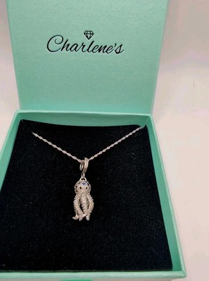 Diamant Oktopus Tintenfisch S925 Sterling Silber Anhänger Halskette 40-45 cm Damen