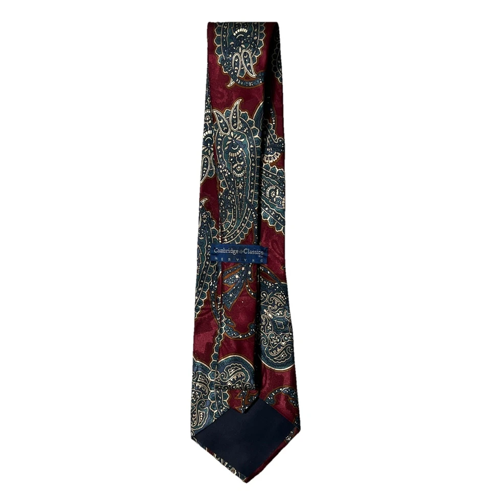 Men’s Tie Cambridge Classics Red Geometric Pattern Tie - Image 2 of 2