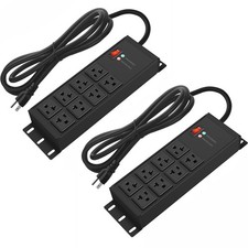 2PCS Heavy Duty Power Strip Surge Protector 20 AMP 8 Outlets 12 Gauge Garage ...