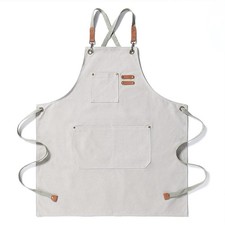 Cotton Canvas Cross Back Heavy Duty Adjustable Work Chef Aprons with Large Po...