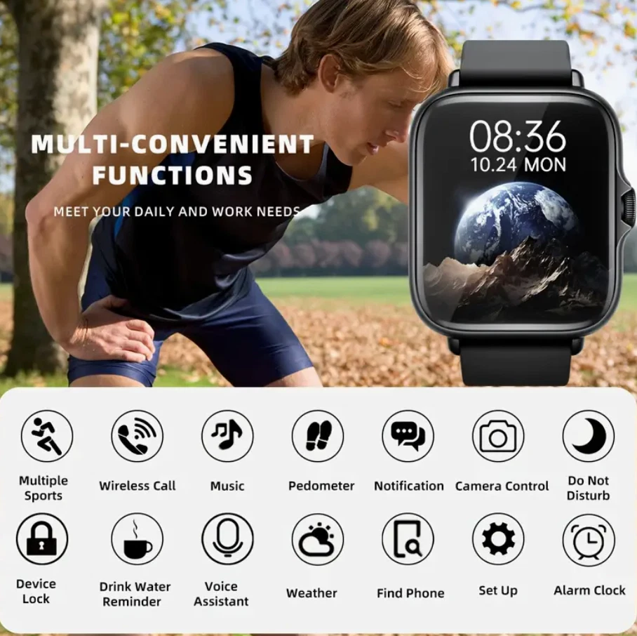 Smart Watch For Men/Women Bluetooth Heart Rate Sports Watch For Samsung iPhone - Image 3 of 4