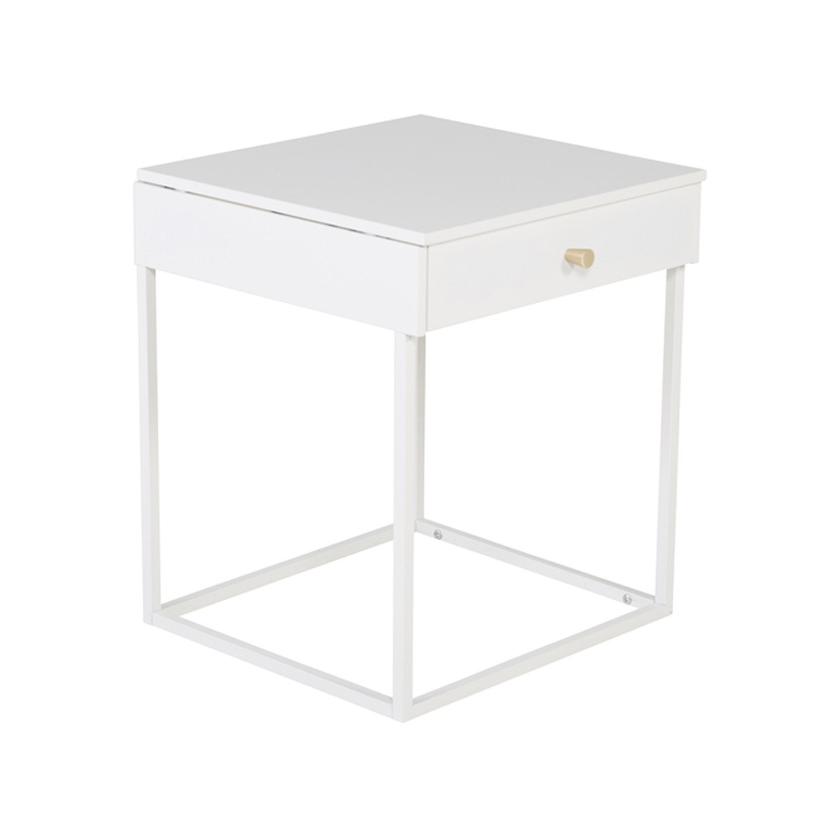 Table de chevet 1 tiroir Bakal meuble blanc de 50cm pour ambiance cosy