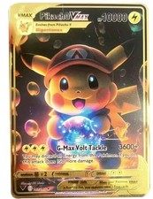 Pokemon Card Pikachu Vmax Gold Metal Card - CARTA IN METALLO TCG Fanmade 