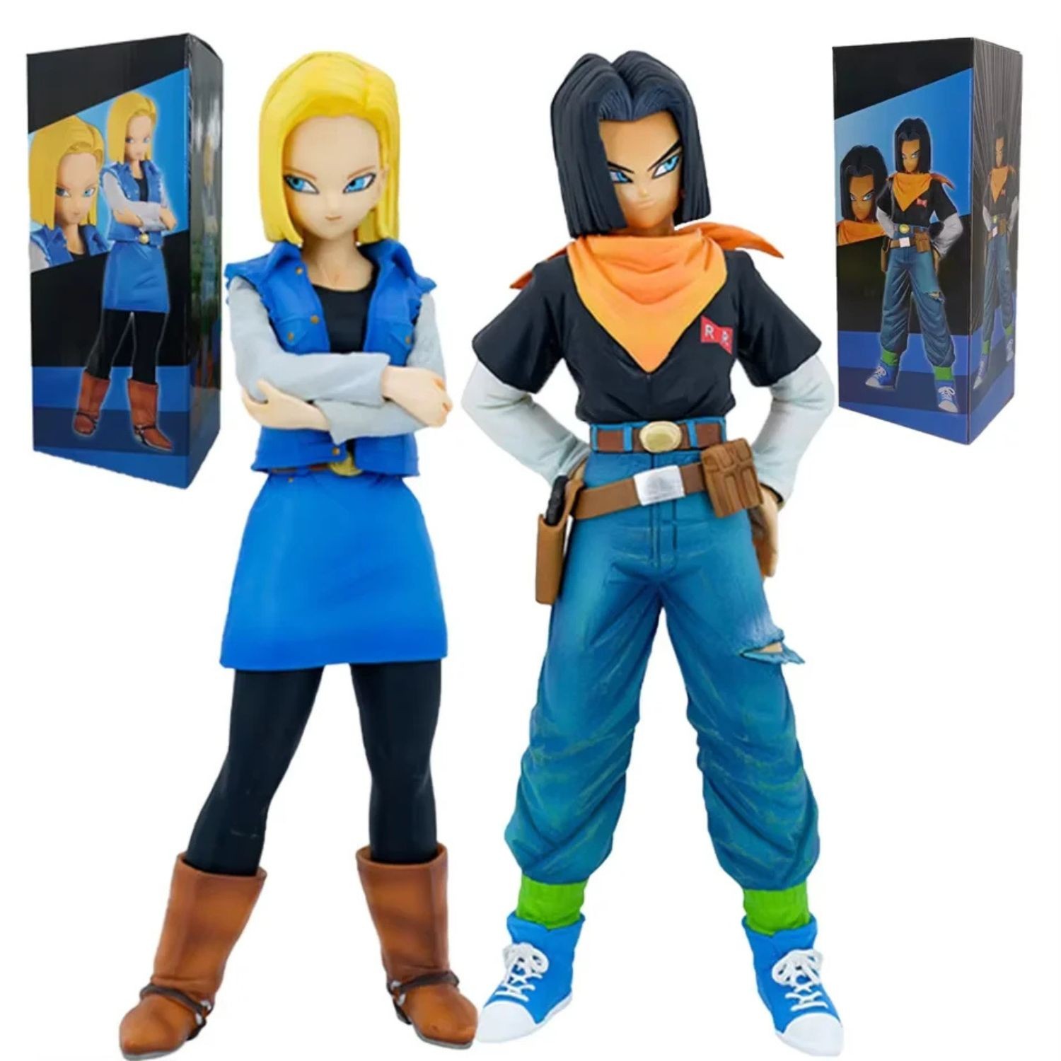 Figuras PVC Dragon Ball Z Android 17 y 18 27cm - Anime Modelo Acción Juguetes Regalo