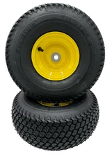 Set of 2 - 15x6.00-6 Lawn Mower Tire and Rim - 3/4 Inch Axle - Super Turf