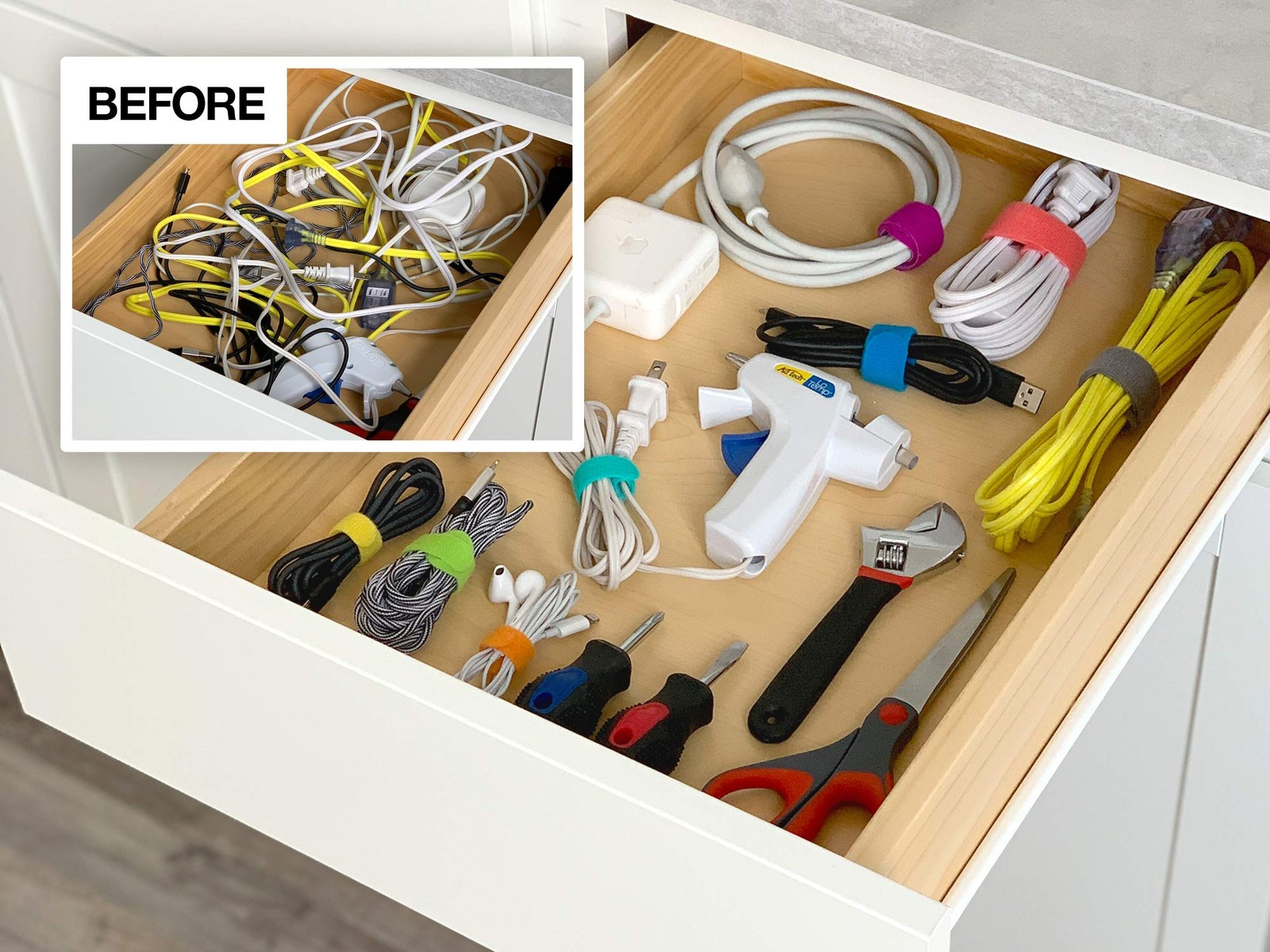 Self-Gripping Cable Ties by Wrap-It Storage, Gray, 40 Pack (5 Inch and 8 Inch...