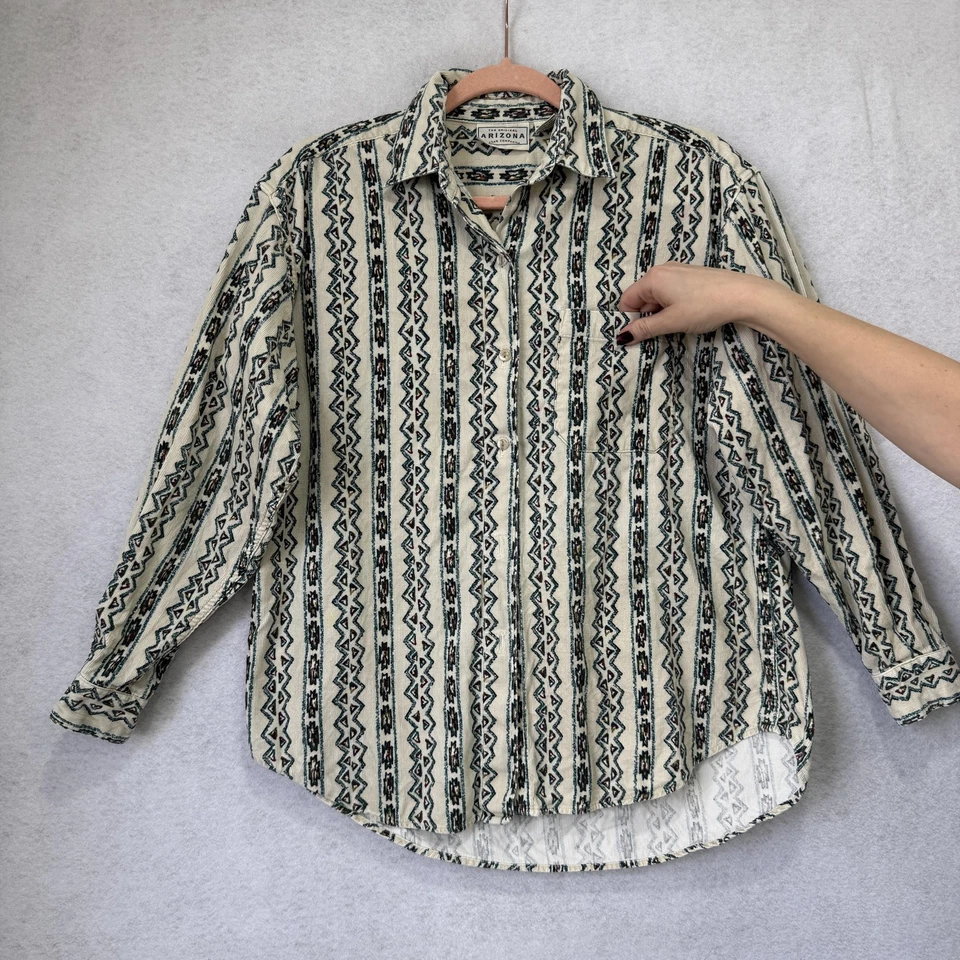 Camisa Arizona Jean Company Para Hombre Pequeña Pana Suroeste Azteca Manga Larga Foto 4 de 4