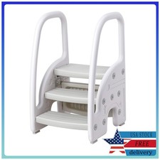 Toddler 3 Step Stool Kids Standing Tower for Bathroom Sink Kitchen Counter Grey