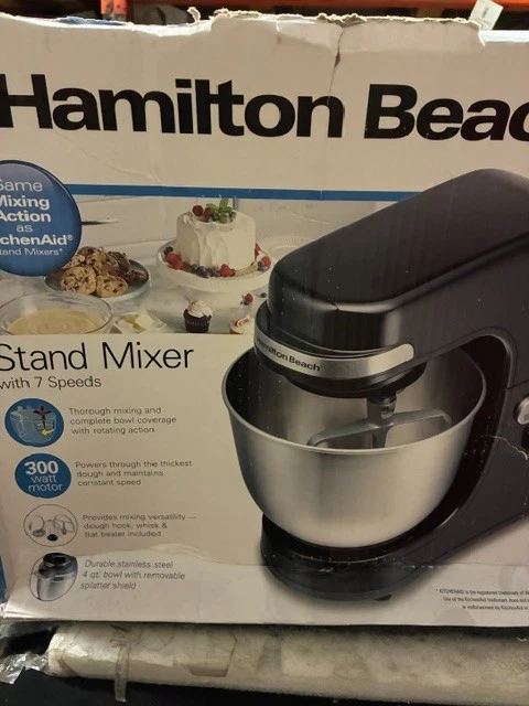 Hamilton Beach Electric Stand MixerTilt-Head 4Quarts 7Speed no whisk Dough Hook