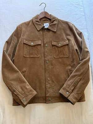 Gap Suede Trucker Jacket Quilted Lining  Size M Camel
