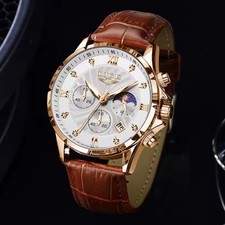 Rose Gold Quartz Moon Phase Watch