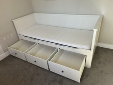 IKEA Hemnes Day-bed Single/Double White,3 Storage Drawers And 2 Mattresses