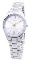 Casio Quarz LTP-V005D-7B2 Weiß Zifferblatt Edelstahl Analog Wasserfest Damenuhr