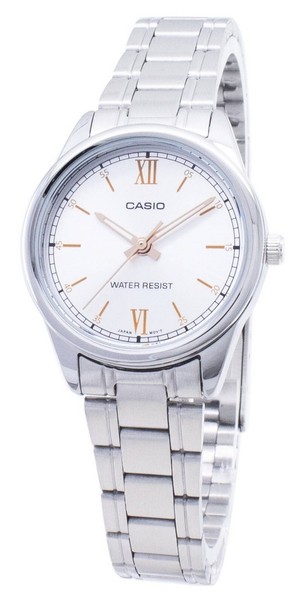 Casio Quarz LTP-V005D-7B2 Weiß Zifferblatt Edelstahl Analog Wasserfest Damenuhr-image