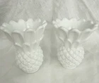 Vintage Indiana White Milk Glass Pineapple Taper Candle Holders
