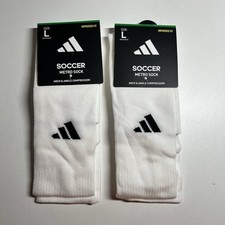 ADIDAS Soccer Metro ARCH/ ANKLE Compression OTC White Socks Large Lot Of 2