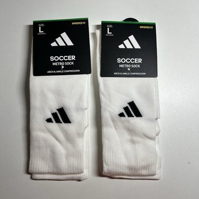 ADIDAS Soccer Metro ARCH/ ANKLE Compression OTC White Socks Large