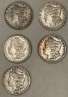 Lot 5 Morgan Silver Dollars 1878 1882 1884 1885 1886 Estate 90% Silver VF XF