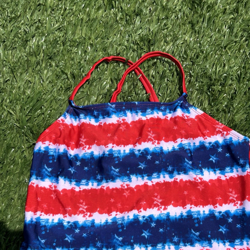 Conjunto de 2 piezas de traje de baño Tankini Ocean Pacific OP L/G 10-12 patriótico a rayas Foto 4 de 4