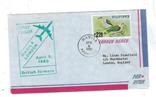 Manila to London, British Airways FFC Philippines Republic RP120 GREEN Cachet