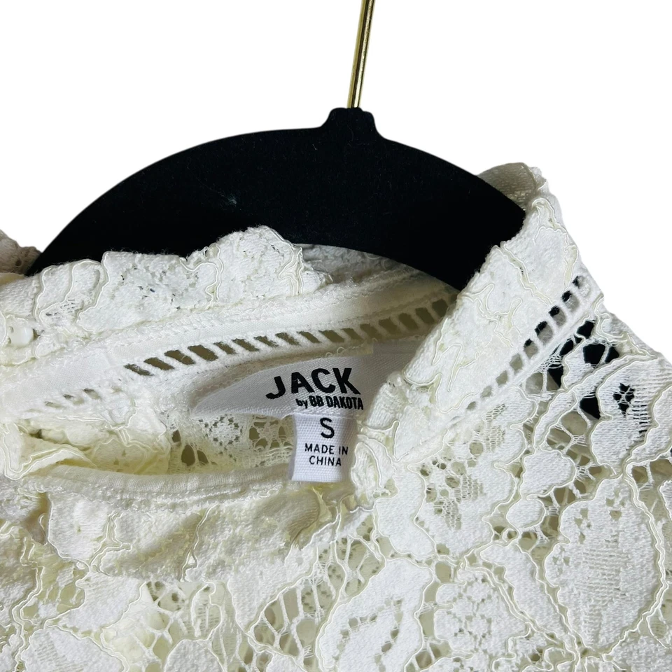 Blusa de encaje Jack By BB Dakota para mujer pequeña blanca manga larga abotonada top transparente Foto 4 de 4