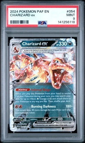 PSA 9 Charizard Ex Card #054 2024 Pokemon Paldean Fates 141256118