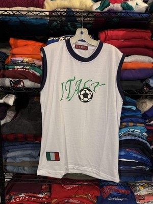 Il Sole Tank Mens XL White Italy Soccer Graphic Mesh Jersey Sleeveless Top