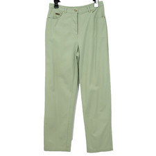 St John Sport Pants Womens 6 Light Green Cotton Blend Twill Pockets Straight Leg