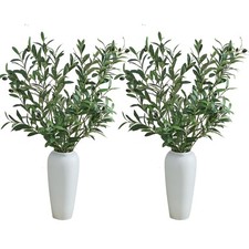 4 PCS 39 Inch Faux Olive Branches Artificial Flowers Greenery Stems Olive Tre...