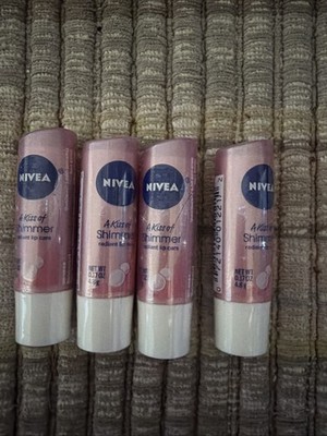 4 Pack Nivea A Kiss Of Shimmer Radiant Lip Care 0.17 oz Silk Tinted  RARE