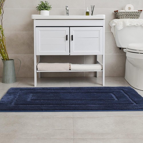 Navy Bathroom Rugs,Non-Slip, Super Soft and Water Absorbent 59" x 24" - Picture 3 of 8
