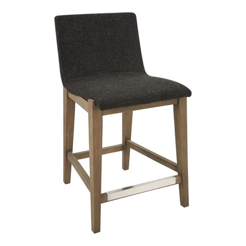 Uttermost Klemens 26" Farmhouse Fabric & Wood Counter Stool in Charcoal/Walnut - Picture 1 of 7