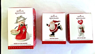 Hallmark Merry in the Making, Skating Santa, Joy - Lot of 3 Limited Ed Ornaments