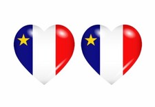2x Autocollant sticker drapeau coeur canada acadie