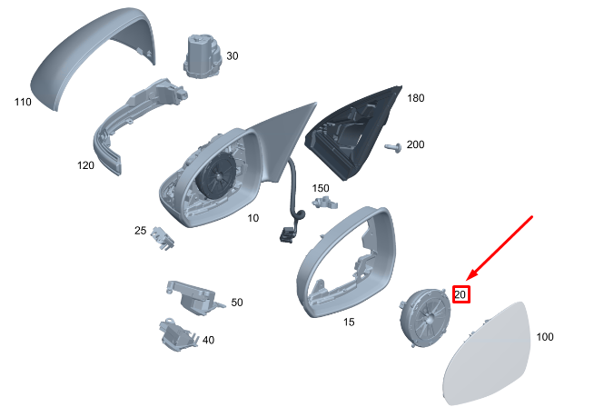 Neu MERCEDES-BENZ C S206 Stellmotor für linkes Türspiegelglas A0998207700