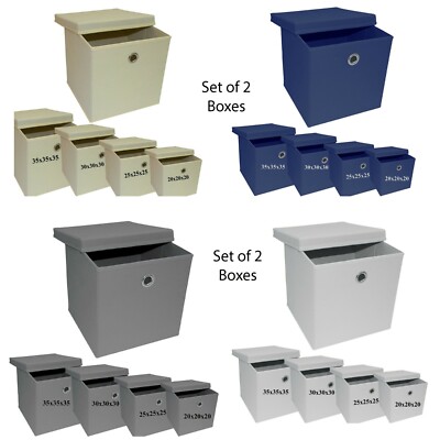 Premium 2 Aufbewahrungswürfel Boxen Faltbar Canvas Box Stoffwürfel Verstellbar mit Deckel