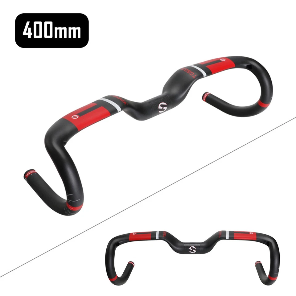 TOSEEK Carbon Fiber Road Bike Rise Handlebar Racing Drop Bar Handlebars 31.8mm - Image 3 of 4