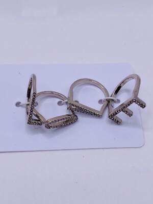 Rue 21 Love Rings Set of 4 Rhinestone Silvertone Size 6 & 7 New