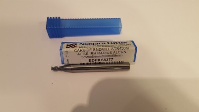 End Mill #68377 CARBIDE 4F SE RH RADIUS ALCRN 3 X 6 X 6 X 58 MM