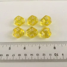 Lot 6 Vintage 1990s Clear Yellow D12 Game Dice Twelve Sided RPG D&D Koplow
