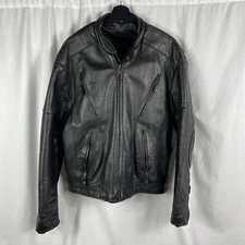 Vintage Hot Leathers Quality Heavy Leather Motorcycle Jacket Size 48