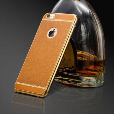 Litchi 6 plus 6s plus 7 8 7 plus 8 plus Leather Gold Edge iPhone Case