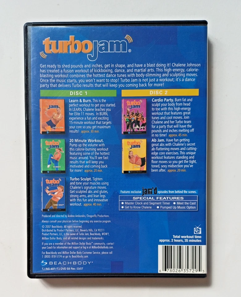 Turbo Jam Beachbody (2-Disc DVD, 2007) (US Import R1) Home Workout Abs Cardio - Image 2 of 4