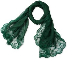 corciova Chiffon Extra Long Dark Emerald Green Sheer Head Silk