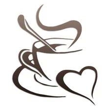 Hot Coffee Heart, Vinyl Decal Sticker, 40 Patterns & 3 Sizes, #6806