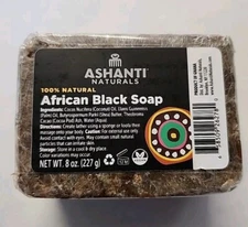 Ashanti Naturals African Black Soap Bar - 8 oz   100% Natural Vegan 