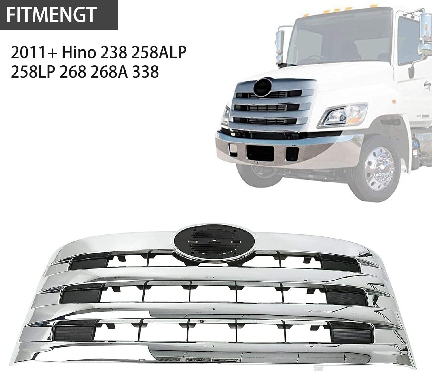 Front Chrome Grille Chrome Horizontal Billet Main Grille Compatible with 2011-20