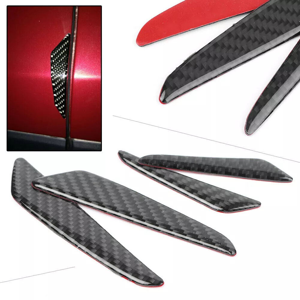 4x Carbon Fiber Black Auto Car Door Guard Protector Strip Anti-collision Sticker