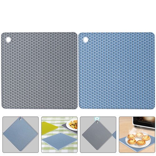 2 Pcs Silicone Honeycomb Mat Anti-scalding Kitchen Hot Pads for Countertop